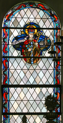 G. Picard: Glassmaleri i skipet i kirken Saint-Hubert i Itzig i Luxembourg (ca 1950)